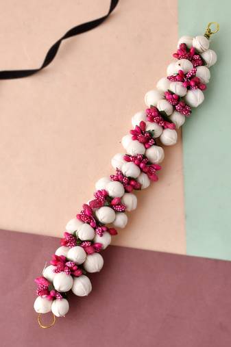 Women pink & white toned embellished hair accessory set