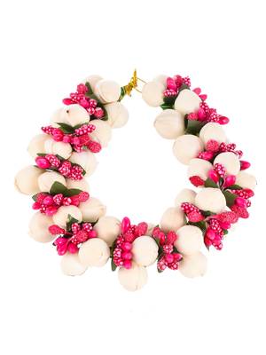 Women pink & white toned embellished hair accessory set 3