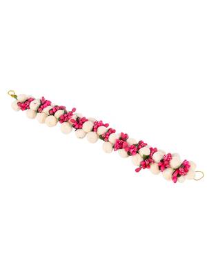 Women pink & white toned embellished hair accessory set 4