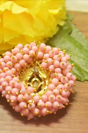 Unique Bunched Pearl Pink Semi Precious Stone Earrings Oversized Studs