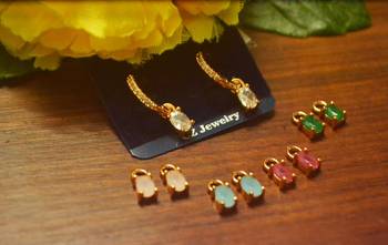 Designer Versatile 5 in 1 Multicolor Stone Studed danglers-drops Hoops 1