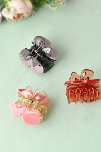 Set of 3 multi colored claw clip
