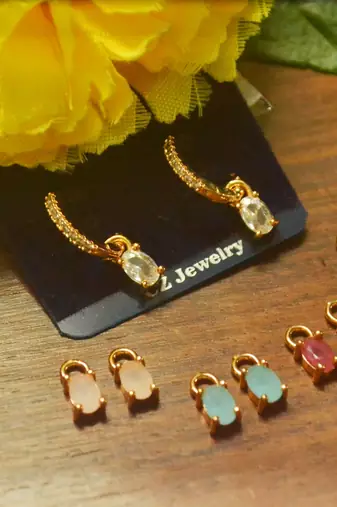 Designer Versatile 5 in 1 Multicolor Stone Studed danglers-drops Hoops