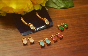 Designer Versatile 5 in 1 Multicolor Stone Studed danglers-drops Hoops 3