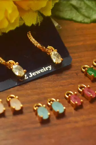 Designer Versatile 5 in 1 Multicolor Stone Studed danglers-drops Hoops