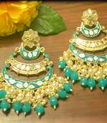 Designer kundan stone bridal dangler pearl stone earrings studs
