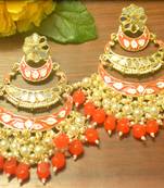 Designer kundan stone bridal dangler pearl stone earrings studs