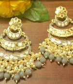 Designer kundan stone bridal dangler pearl stone earrings studs