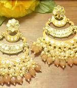 Designer kundan stone bridal dangler pearl stone earrings studs