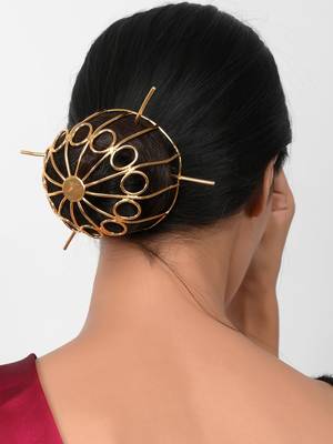 Designer gold plated juda bun cover hair accessory 2