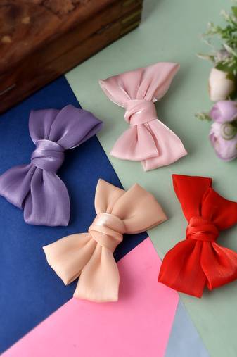 Set of 4 multi colored bow alligator hair pin