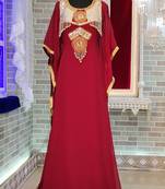 Maroon designer islamic takchita embroidery kaftan