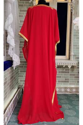 Red islamic modern embroidery kaftan 3