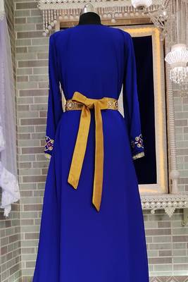 Royal blue designer islamic takchita embroidery moroccan kaftan 4