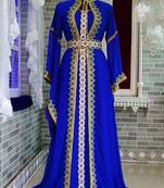 Royal Blue Georgette Stone Embroidered Kaftan Dress