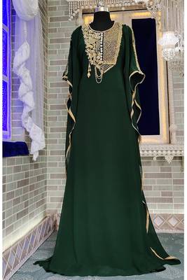 Dark green modest kaftan stylish kaftan 1
