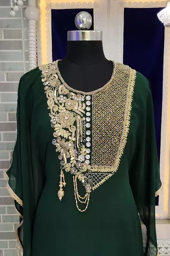 Dark green modest kaftan stylish kaftan