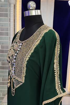 Dark green modest kaftan stylish kaftan 3