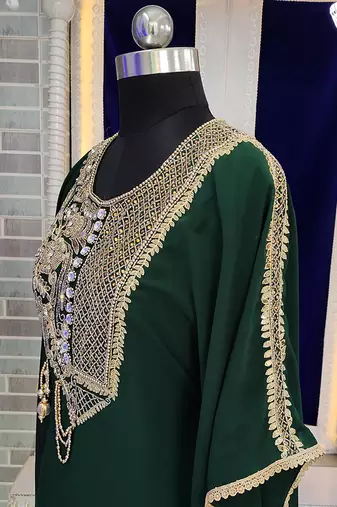 Dark green modest kaftan stylish kaftan