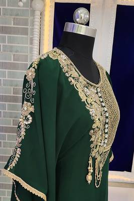Dark green modest kaftan stylish kaftan 4