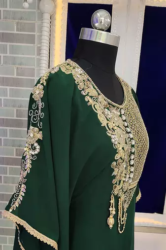 Dark green modest kaftan stylish kaftan