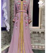 Moroccan islamic gleaming party wear fancy flower work kaftan