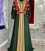 Dark green israelite takchita fancy embroidery moroccan kaftan