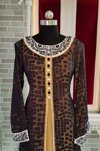 Dark grey islamic stylish embroidery abaya dresses