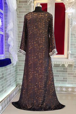 Dark grey islamic stylish embroidery abaya dresses 3