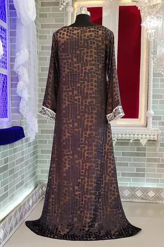 Dark grey islamic stylish embroidery abaya dresses