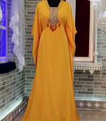 Golden yellow modern style satin chiffon african party wear kaftan