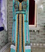 Mint firozi islamic designer embroidery kaftan israeli party wedding kaftan