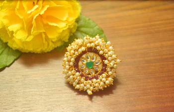 Bridal Ethnic Bunched Pearl Adjustable big finger rings 1