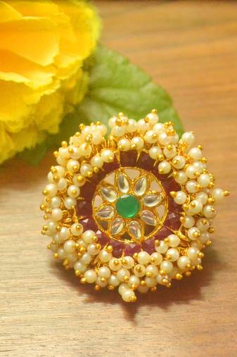 Bridal Ethnic Bunched Pearl Adjustable big finger rings