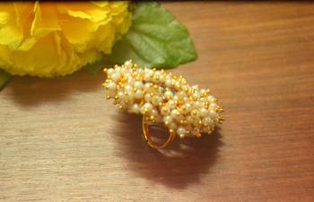 Bridal Ethnic Bunched Pearl Adjustable big finger rings 3