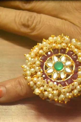 Bridal Ethnic Bunched Pearl Adjustable big finger rings