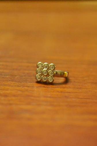 Sizzling gold floral diamond nose accessory clipon nosering or nosepin