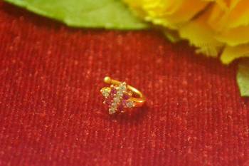 Sizzling gold floral diamond nose accessory clipon nosering or nosepin 1