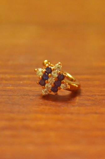 Sizzling gold floral diamond nose accessory clipon nosering or nosepin