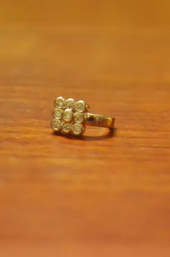 Sizzling gold floral diamond nose accessory clipon nosering or nosepin