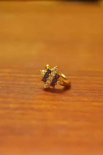 Sizzling gold floral diamond nose accessory clipon nosering or nosepin