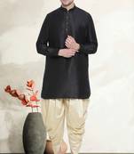 Men's art silk curved dhoti kurta set