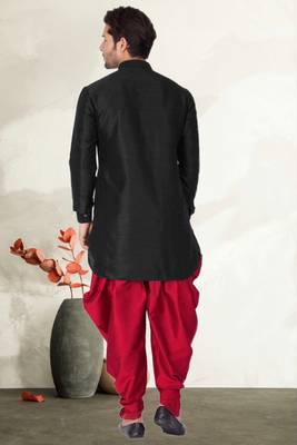 Men's art silk curved dhoti kurta set 3