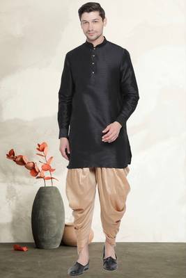 Men's art silk curved dhoti kurta set 1