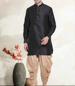 Men's art silk curved dhoti kurta set