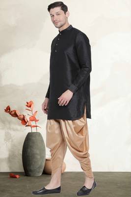 Men's art silk curved dhoti kurta set 2