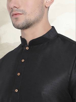 Men's art silk curved dhoti kurta set 4