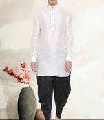 Men's art silk curved dhoti kurta set