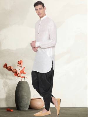 Men's art silk curved dhoti kurta set 2