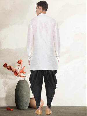 Men's art silk curved dhoti kurta set 3
